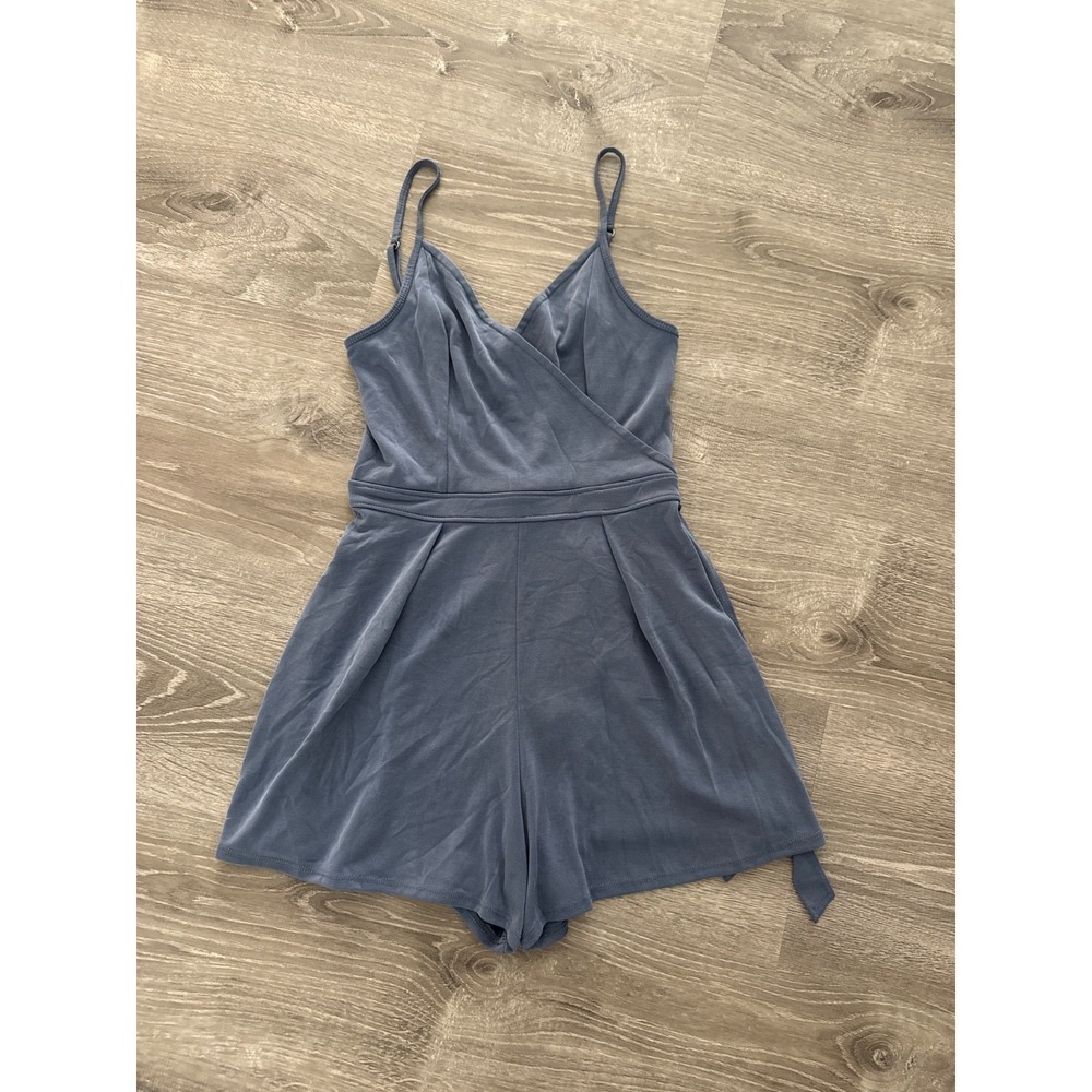 Abercrombie & Fitch Romper Women's XS Blue‎ Wrap Front Strappy Smocked Back Tie